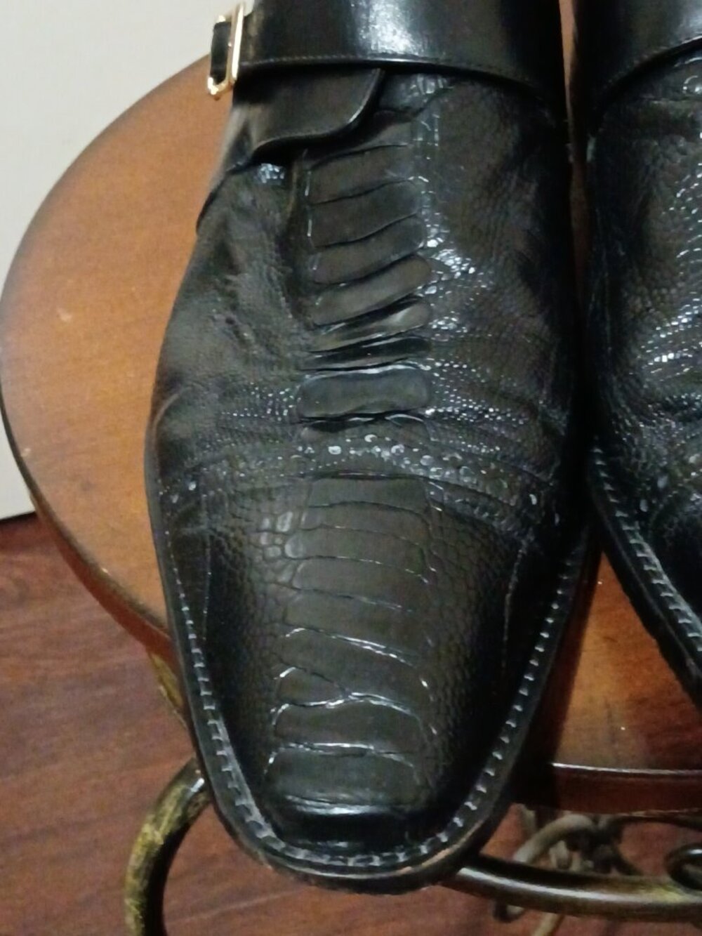 Belvedere Black Genuine Ostrich Leg Monk Strap Dress Shoes Size 12 - Picture 9 of 14